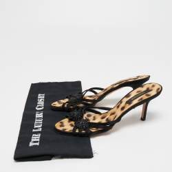 مملوكة مسبقًا Roberto Cavalli Black Satin Embellished Slide Side 39