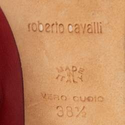 Pre Owned Roberto Cavalli Red Leather Knee Length Boots Size 38.5