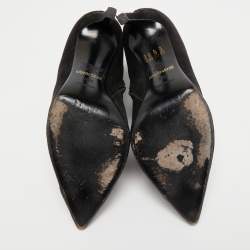 Pre Owned Roberto Cavalli Black Suede Ankle Length Boots Size 38.5