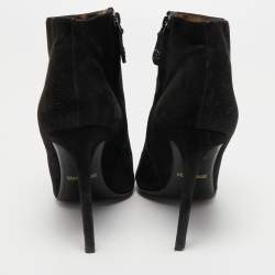 Pre Owned Roberto Cavalli Black Suede Ankle Length Boots Size 38.5