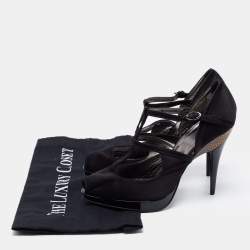 Roberto Cavalli Black Satin Ankle Strap Sandals Size 36