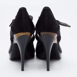 Roberto Cavalli Black Satin Ankle Strap Sandals Size 36