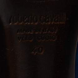 Pre Owned Roberto Cavalli Blue Suede Calf Length Boots Size 40