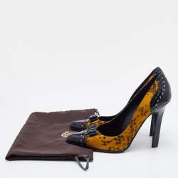مملوكة مسبقًا Roberto Cavalli Multicolor Snakeskin Print Satin and Patent Leather Bow Pumps Size 40