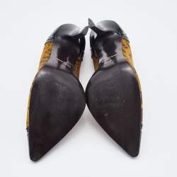 مملوكة مسبقًا Roberto Cavalli Multicolor Snakeskin Print Satin and Patent Leather Bow Pumps Size 40