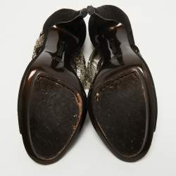 Pre Owned Roberto Cavalli Black Suede Chain Embellished Ankle Strap Sandals Size 37