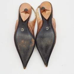 مملوكة مسبقًا Roberto Cavalli Two Tone Lizard Print Fabric Slingback Pumps Size 40