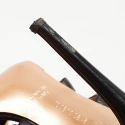 Pre Owned Roberto Cavalli Brown/Gold Leather Crystal Embellished Ankle Strap Sandals Size 36