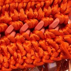 Roberto Cavalli Orange Leather and Woven Fabric Fringes Ankle Strap Sandals Size 40