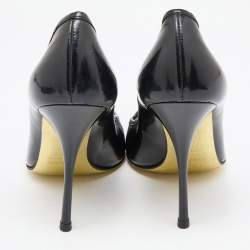 Roberto Cavalli Black Pleated Patent Leather Pointed Toe Pumps Size 36.5
