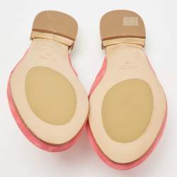 مملوكة مسبقًا Roberto Cavalli Pink Nubuck Leather Logo Mules Size 38