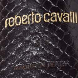 Pre Owned Roberto Cavalli Blue Patent Leather Ankle Strap Sandals Size 38