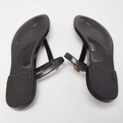 Pre Owned Roberto Cavalli Black Rubber Thong Flat Sandals Size 37