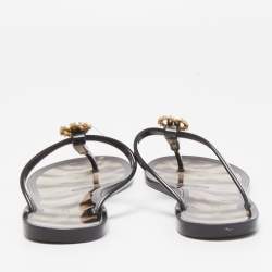 Pre Owned Roberto Cavalli Black Rubber Thong Flat Sandals Size 37