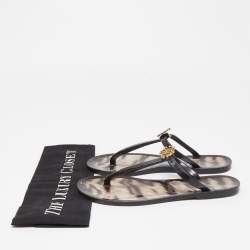 Pre Owned Roberto Cavalli Black Rubber Thong Flat Sandals Size 37