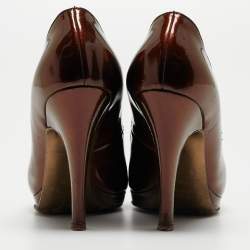 Roberto Cavalli Metallic Gold Patent Leather Peep Toe Pumps Size 35.5