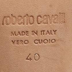 مملوكة مسبقًا Roberto Cavalli Yellow Satin and Crocodile Slide Sandals Size 40