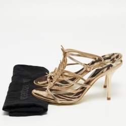 Roberto Cavalli Metallic Gold Ankle Strap Sandals Size 39.5