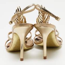 Roberto Cavalli Metallic Gold Ankle Strap Sandals Size 39.5