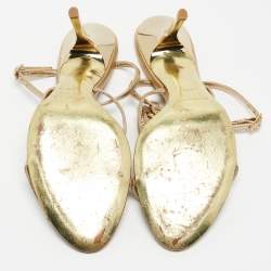 Roberto Cavalli Metallic Gold Ankle Strap Sandals Size 39.5