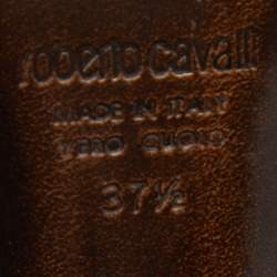 مملوكة مسبقًا Roberto Cavalli Green Satin Ankle Strap Sandals Size 37.5