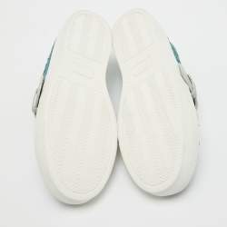 Roberto Cavalli Blue/Grey Leather Buckle Sneakers 35