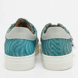 Roberto Cavalli Blue/Grey Leather Buckle Sneakers 35