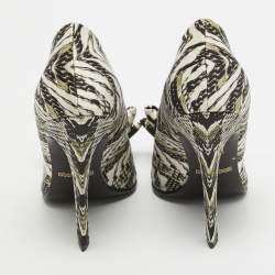 Roberto Cavalli Multicolor Printed Fabric Bow Pumps Size 36