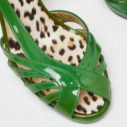 مملوكة مسبقًا Roberto Cavalli Green Patent Leather Strappy Sandals Size 40