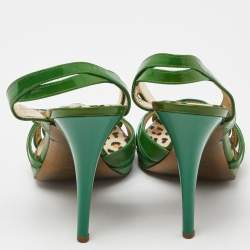 مملوكة مسبقًا Roberto Cavalli Green Patent Leather Strappy Sandals Size 40