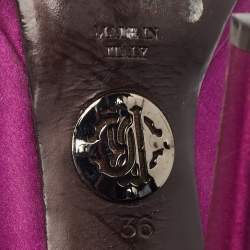 Roberto Cavalli Purple Satin Open Toe Platform Pumps Size 36