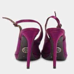 Roberto Cavalli Purple Satin Open Toe Platform Pumps Size 36