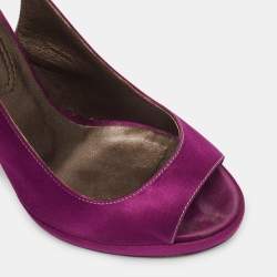 Roberto Cavalli Purple Satin Open Toe Platform Pumps Size 36