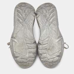Pre Owned Roberto Cavalli Silver Calfhair and Laminated Leather V1per Lace Up Sneakers Size 40