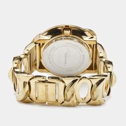 Roberto Cavalli Champagne Yellow Gold Plated Stainless Steel Snake R7253165517 Women's Wristwatch 37 mm