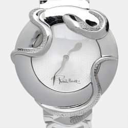 Roberto Cavalli Silver Stainless Steel Snake R7253165515 Women's Wristwatch 37 mm