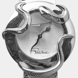 Roberto Cavalli Silver Stainless Steel Snake R7253165515 Women's Wristwatch 37 mm