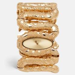 Roberto Cavalli Champagne Gold Tone Stainless Steel R7253195517 Cleopatra Women's Wristwatch 40 mm