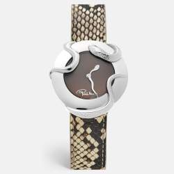 Roberto Cavalli Brown Stainless Steel Python Leather Snake SWL010 Women's Wristwatch 37 mm