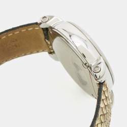 Pre Owned Roberto Cavalli Anniversary R7221172025 Dark Brown Stainless Steel Python Leather Unisex Wristwatch 43 mm