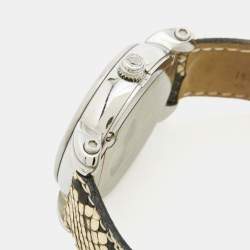 Pre Owned Roberto Cavalli Anniversary R7221172025 Dark Brown Stainless Steel Python Leather Unisex Wristwatch 43 mm