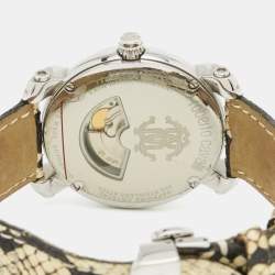 Pre Owned Roberto Cavalli Anniversary R7221172025 Dark Brown Stainless Steel Python Leather Unisex Wristwatch 43 mm