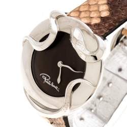 Pre Owned Roberto Cavalli Brown Stainless Steel Snake R7251165535 Women's Wristwatch 38 mm