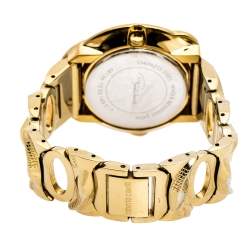 Pre Owned Roberto Cavalli Yellow Gold Plated Stainless Steel Snake Women's Wristwatch 37 mm