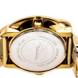 Pre Owned Roberto Cavalli Yellow Gold Plated Stainless Steel Snake Women's Wristwatch 37 mm