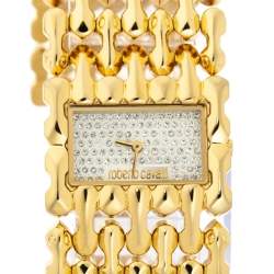 Pre Owned Roberto Cavalli Crystal Pave Yellow Gold Plated Stainless Steel Oryza R7253146517 Women's Wristwatch 29 mm