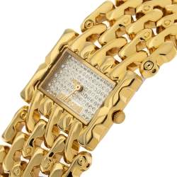 Pre Owned Roberto Cavalli Crystal Pave Yellow Gold Plated Stainless Steel Oryza R7253146517 Women's Wristwatch 29 mm