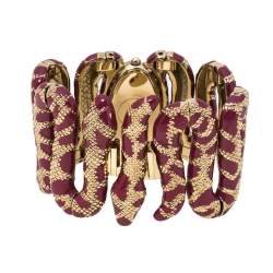 Pre Owned Roberto Cavalli Gold Plated Stainless Steel Burgundy Cleopatra R7253195647 Women's Wristwatch 42 mm