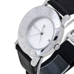 مملوكة مسبقًا Roberto Cavalli Silver Stainless Steel Leather Meteora R7251116015 Women's Wristwatch 39 mm