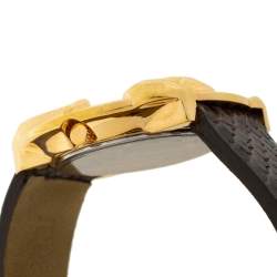 Pre Owned Roberto Cavalli Rose Gold Plated Stainless Steel Python Leather Snake R7251165917 Women's Wristwatch 37 mm